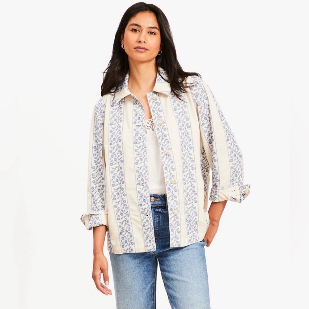 NWOT - LOFT Embroidered 100% cotton jacket - Picture 2 of 7